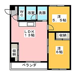 ハイライフメイユウ 2LDKの間取図画像