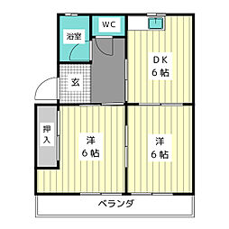 コーポ桂 2DKの間取図画像