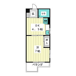 第二高正ビル 1DKの間取図画像