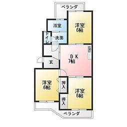 シェラ光が丘A棟 3DKの間取図画像