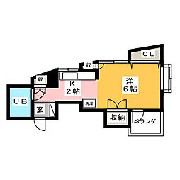 プレジデントソノヤマ 1Kの間取図画像