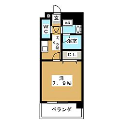 カレント茶屋が坂 1Kの間取図画像