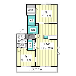 アミコート・レラ 2LDKの間取図画像