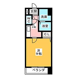 プライムコート東山 1Kの間取図画像
