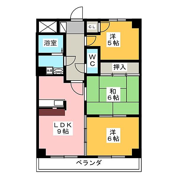 旭丘ハイツ ｜愛知県名古屋市東区徳川町(賃貸マンション3LDK・2階・59.54㎡)の写真 その2