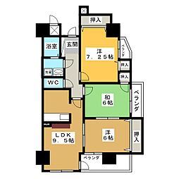 サムティイースト白壁 2階3LDKの間取り