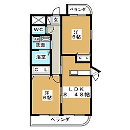 ＲＨＵステーツ 5階2LDKの間取り