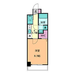 シュガーヒルズ大曽根テラス 6階1Kの間取り