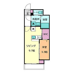 シュガーヒルズ大曽根テラス 5階1LDKの間取り