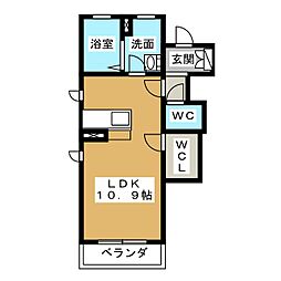 Ｌａ　Ｐｊａｎｏ 2階ワンルームの間取り