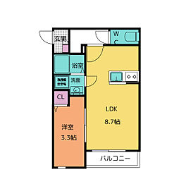 ミモザ矢田（旧名称：メイクスR矢田II） 3階1LDKの間取り