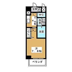 クレド若葉通 7階1Kの間取り