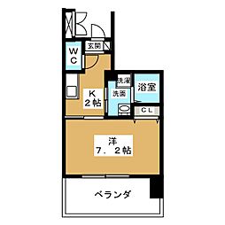 リバーコート砂田橋 1Kの間取図画像
