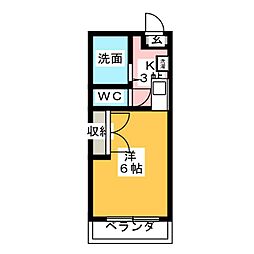 アクティ水野 1Kの間取図画像