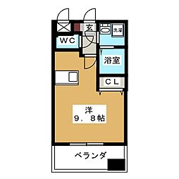 CRYSTAL-M ワンルームの間取図画像