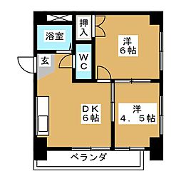 エスポワール・上飯田 2DKの間取図画像
