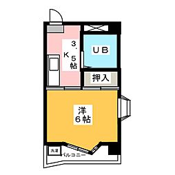 アールズコート第一 ワンルームの間取図画像