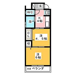 パトリ味鋺 2Kの間取図画像