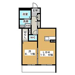 BLANCNOIR白壁 1LDKの間取図画像