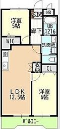 メゾン木村 2LDKの間取図画像
