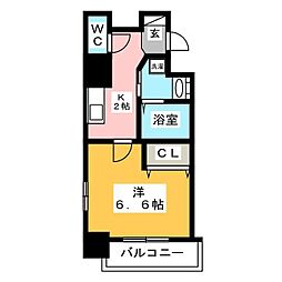 ザレジデンス志賀本通 1Kの間取図画像