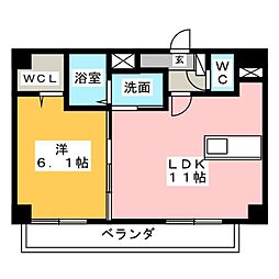 アースヒル東白壁 1LDKの間取図画像