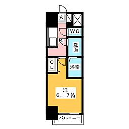 S-RESIDENCE茶屋ヶ坂 1Kの間取図画像