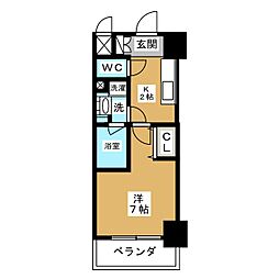 アクアテラス大曽根 1Kの間取図画像