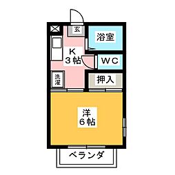 グリーンハイツ 1Kの間取図画像