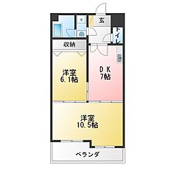 ネオ赤城一番 2DKの間取図画像