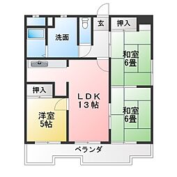 グランドミール中小田井 3LDKの間取図画像