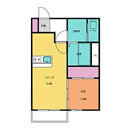 SolVino小田井 2階1LDKの間取り