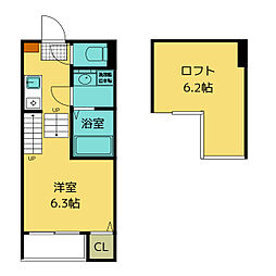 Grande Harmony上小田井 1階1Kの間取り
