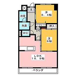 グランドゥール二方 2LDKの間取図画像