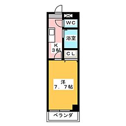 Radiant1 1Kの間取図画像