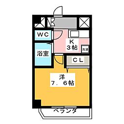 Radiant1 1Kの間取図画像