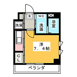 L.V.R飛翔 ワンルームの間取図画像