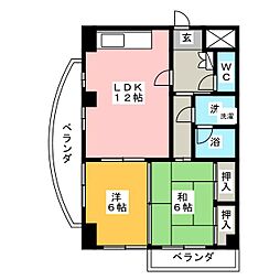 ネオハイツ旭 2LDKの間取図画像
