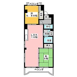 ヴィーブル小田井 2LDKの間取図画像