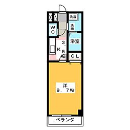 アンフィニードミール 1Kの間取図画像