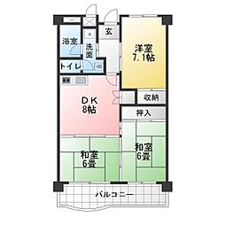 二ツ杁住宅 3DKの間取図画像