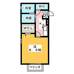 デルニエ 1Kの間取図画像