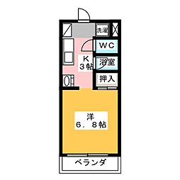 サングリーン庄内 1Kの間取図画像