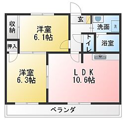 AAB茜ハイツ 2LDKの間取図画像