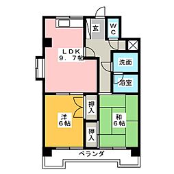 坂井戸マンション 2LDKの間取図画像