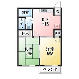 サンクレヤA 2DKの間取図画像