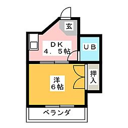 エスポアール貴生 1DKの間取図画像