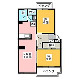 シティーハウスマキ 2LDKの間取図画像