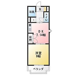 マンション蔵 1DKの間取図画像