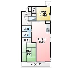 ガーデンクレスト小田井 2LDKの間取図画像